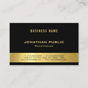 Cartão De Visita Chique moderno luxuoso da elite Dourado preta
