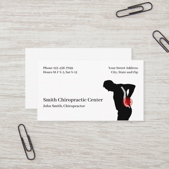 Cartão De Visita Chiropractic Chiropractic Clinic Business Card (Frente/Verso In Situ)