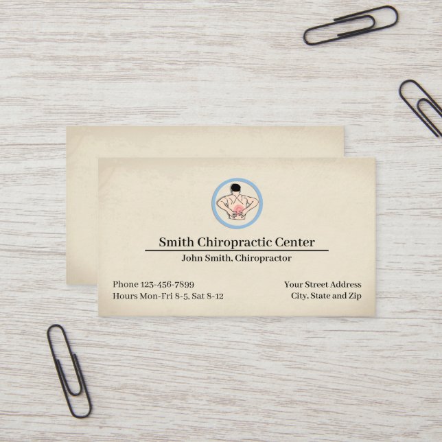 Cartão De Visita Chiropractic Chiropractor Clinic Business Card (Frente/Verso In Situ)