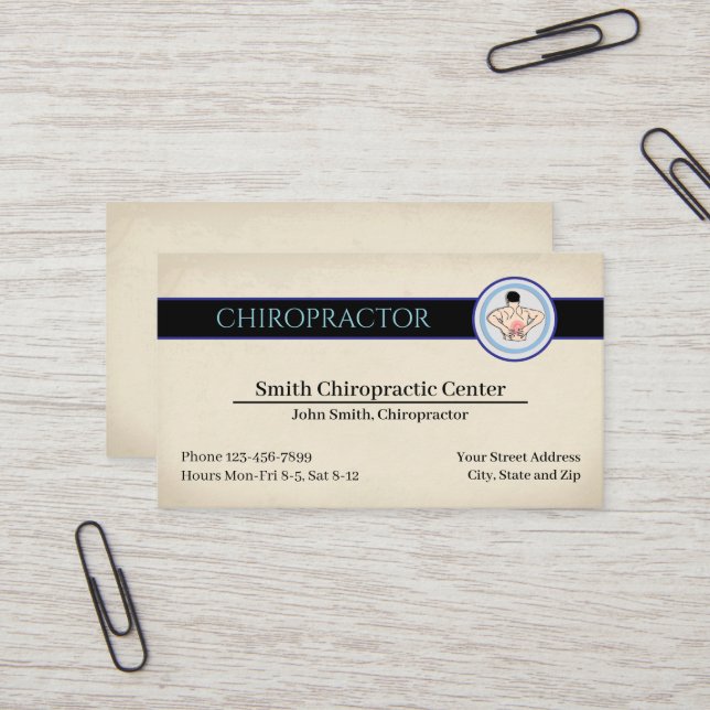 Cartão De Visita Chiropractic Chiropractor Clinic Business Card (Frente/Verso In Situ)