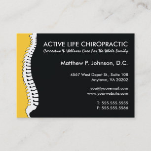 Cartão De Visita Chiropractor desproporcionado (amarelo) lateral da