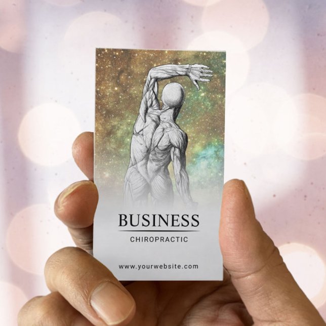 Cartão De Visita Chiropractor Glam Glitter Anatomia Chiropractic (Criador carregado)