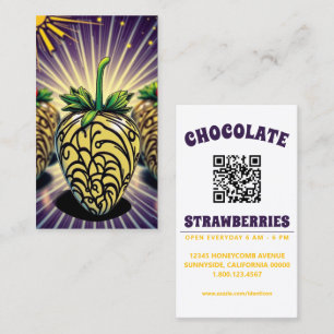 Cartão De Visita chocolate morango pop art com código qr