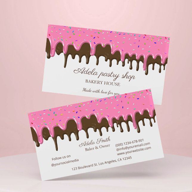 Cartão De Visita Chocolate strawberry Frosting Drip (Chocolate strawberry Frosting Drip Business Card)