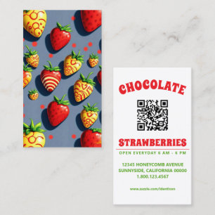 Cartão De Visita chocolates morangos pop art com código qr