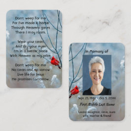 Cartão De Visita Christian Memorial Keepsasaac Pássaro Vermelho Car