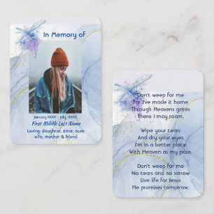 Cartão De Visita Christian Memorial KeepsasaemDragonfly