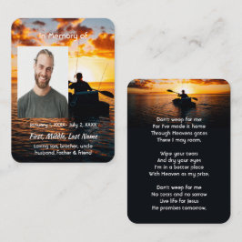 Cartão De Visita Christian Memorial Pocket Card Kayaking Esporte