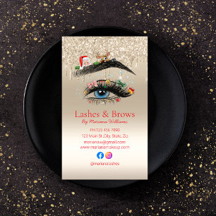 Cartão De Visita christmas chicotadas e sobrancelhas douradas de fé