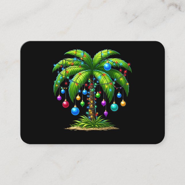Cartão De Visita Christmas Palm Tree Light Hawaiian Tropical New Ye (Frente)