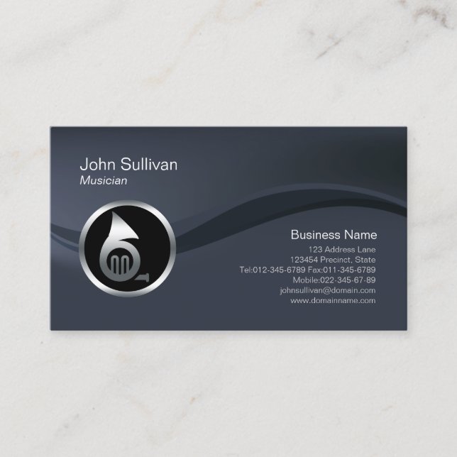 Cartão De Visita Chrome French Horn Icon Musician Business Card (Frente)