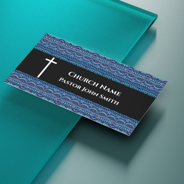 Cartão De Visita Church Pastor Blue Abstract Christian (Church Pastor Blue Abstract Christian Business Card
)