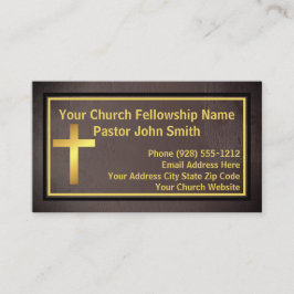 Cartão De Visita Church Pastor Grunge Dourado