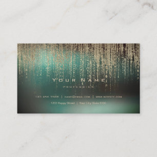 Cartão De Visita Chuva Dourado metálica verde do Cyber da matriz d