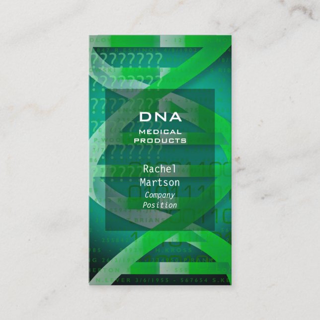Cartão De Visita Ciência Médica DNA Verde Moderna (Frente)