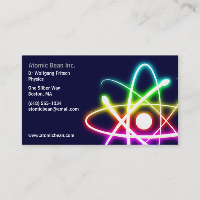 Cartão De Visita Cientista do átomo | (Frente)