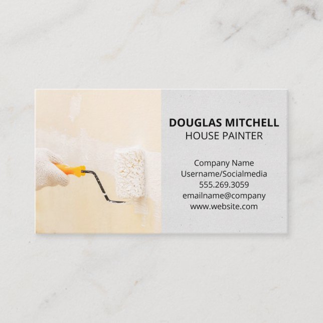 Cartão De Visita Cilindro de Tinta | Pintor inicial do contratante (Frente)