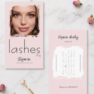 Cartão De Visita Cílios Blush Rosa Profissional Foto Elegante Chic