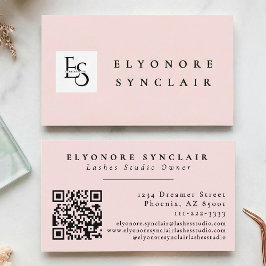 Cartão De Visita Cílios Código QR do Logotipo Roscado Blush