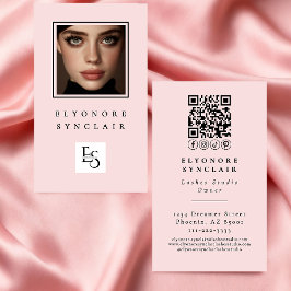 Cartão De Visita Cílios de Foto Código QR do Logotipo de Rosto Cor-