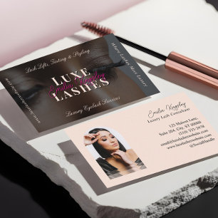 Cartão De Visita Cílios de Luxo Beleza Lash Profissional Preto Rosa