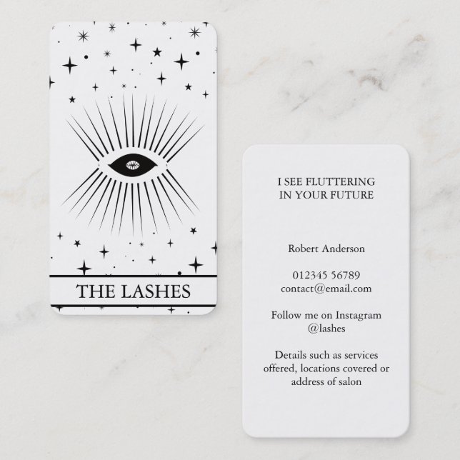 Cartão De Visita Cílios Modernos Tarot Olho Celestial Preto (Frente/Verso)