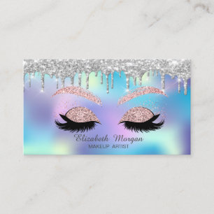 Cartão De Visita Cílios Postiços Elegantes com Efeito de Glitter e