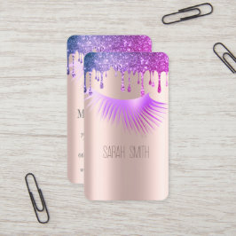 Cartão De Visita Cílios Stylish Golde Rose Glitter Drips