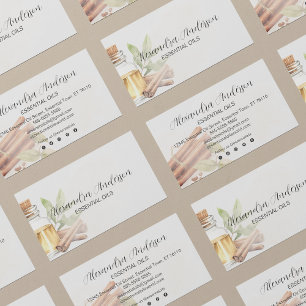 Cartão De Visita Cinamão Essencial Óleos Essenciais Aquarela