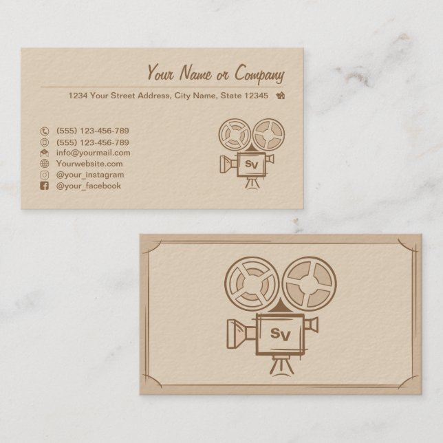 Cartão De Visita Cineasta, produtor de filmes, diretor, ator. (Frente/Verso)