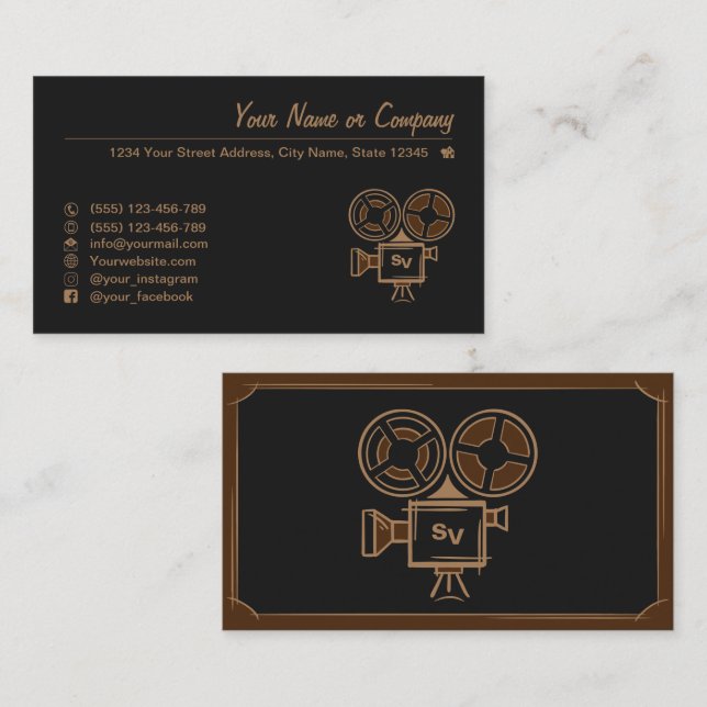 Cartão De Visita Cineasta, produtor de filmes, diretor, ator. (Frente/Verso)