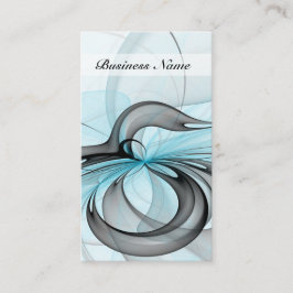 Cartão De Visita Cinza Antracite Arte Fractal Azul Moderna