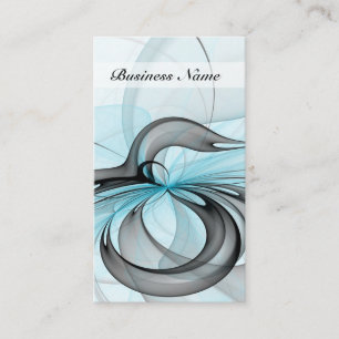 Cartão De Visita Cinza Antracite Arte Fractal Azul Moderna