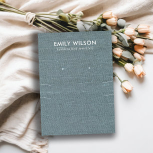 CARTÃO DE VISITA CINZA AZUL BURLAP LONG NECKLACE EARRPLACE (EXIBIÇÃ