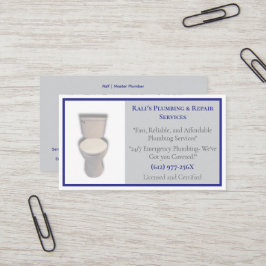 Cartão De Visita Cinza Azul Plumber Plumber Services Toilet