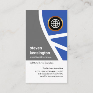 Cartão De Visita Cinza Azul Topografia Rota Transporte Logístico