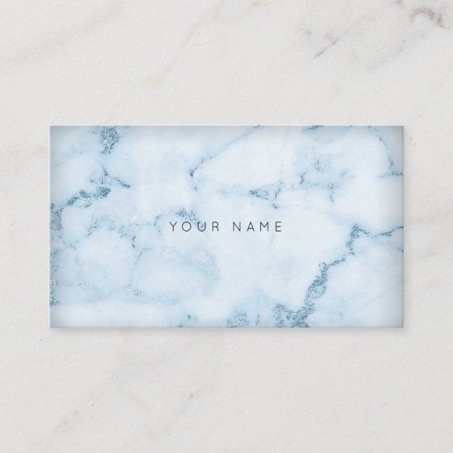 Cartão De Visita Cinza Branca Azul Marmortal Azul Vip (Frente)