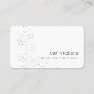 Cartão De Visita Cinza Branco Floral Mínima Chic