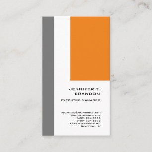 Cartão De Visita Cinza comum minimalista, cor de laranja branca, mo