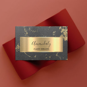 Cartão De Visita Cinza de Abstrato Dourado VIP profissional Cinza