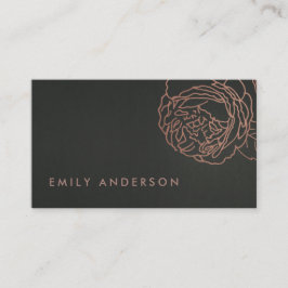 CARTÃO DE VISITA CINZA DE AÇO PRETO FAUX ROSE DE PINCO NEGRO FLORAL