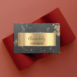 Cartão De Visita Cinza de Cinza de Abstrato Dourada VIP Profissiona