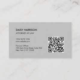 Cartão De Visita Cinza de código de QR profissional mínimo