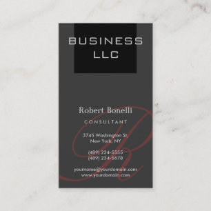 Cartão De Visita Cinza de consultor de caligrafia de monograma de C