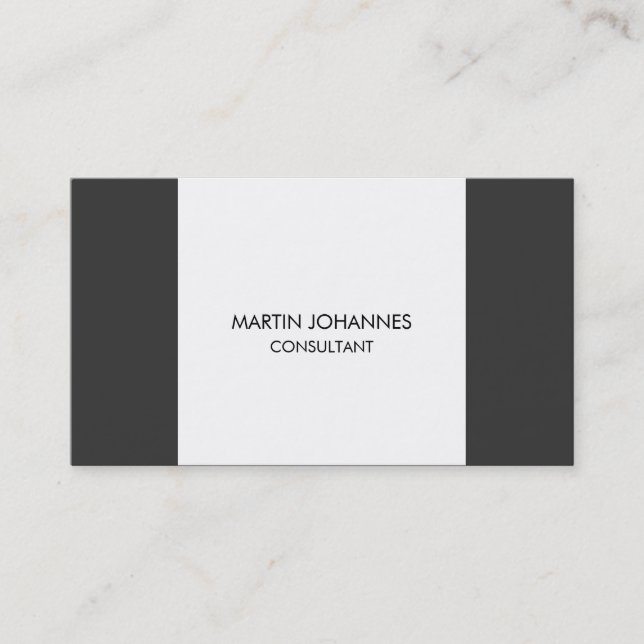 Cartão De Visita Cinza de Estilo Simples Branco (Frente)