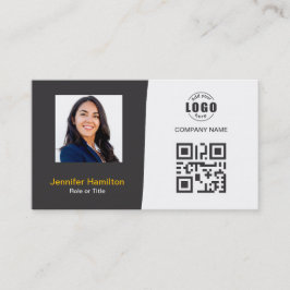 Cartão De Visita Cinza de Fotografia QRCode Personalizada Profissio