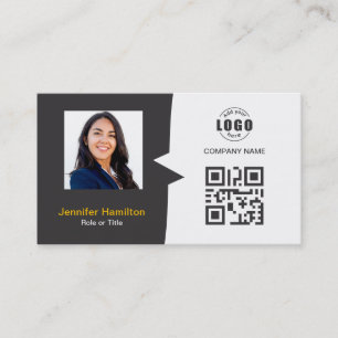 Cartão De Visita Cinza de Fotografia QRCode Personalizada Profissio