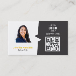 Cartão De Visita Cinza de Fotografia QRCode Personalizada Profissio