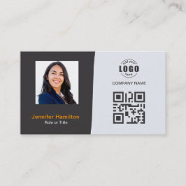 Cartão De Visita Cinza de Fotografia QRCode Personalizada Profissio