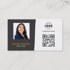 Cartão De Visita Cinza de Fotografia QRCode Personalizada Profissio